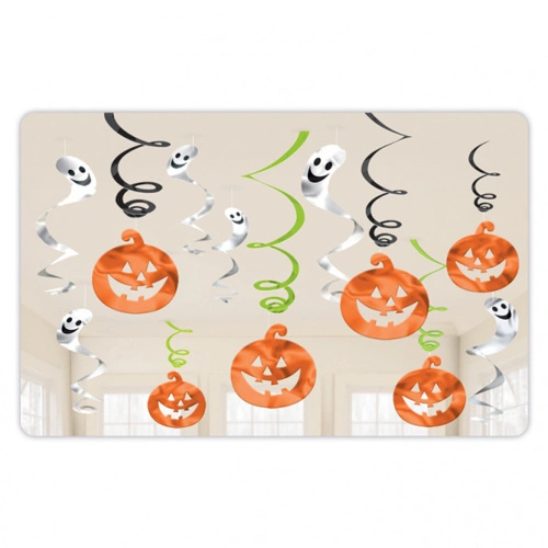 Závěsné spirály Halloween dýně a duch 12 ks