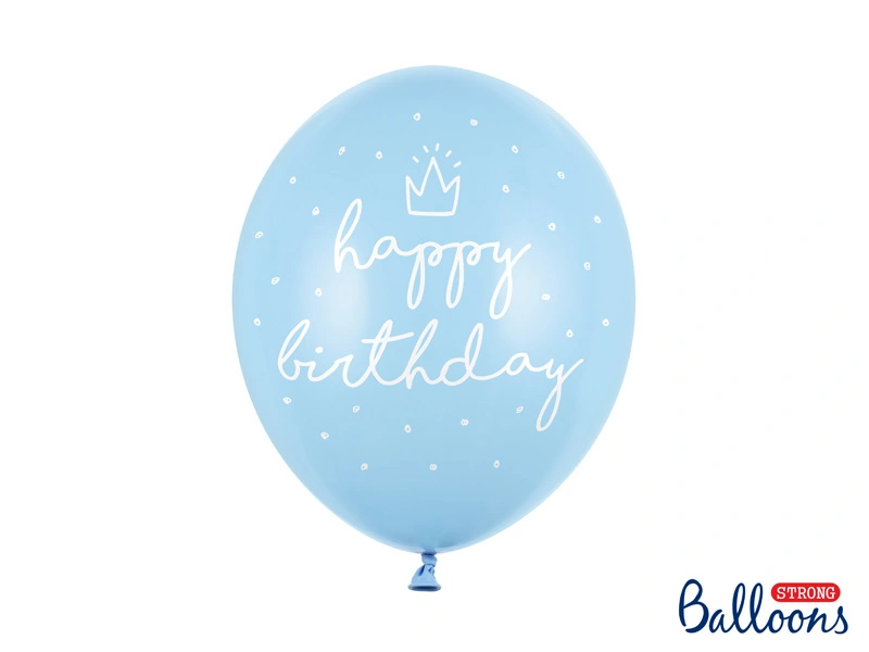 Latexové balonky Happy Birthday světle modré 30 cm - 6 ks