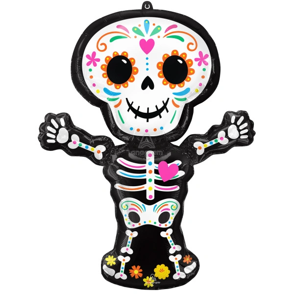 Foliový balonek halloween - Day of the dead holografický kostlivec 66 x 86 cm