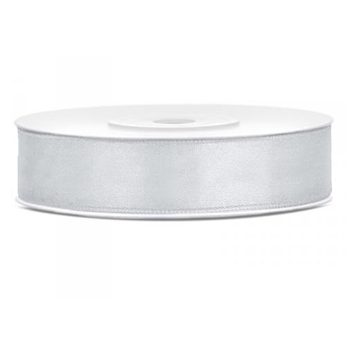 Saténová stuha stříbrná 12 mm x 25 m