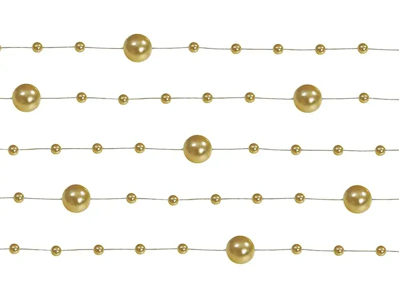 Perličky na vlasci zlaté 130 cm - 5 ks