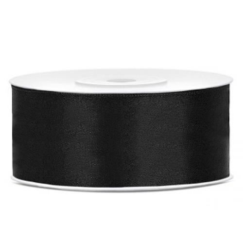 Saténová stuha černá 25 mm x 25 m