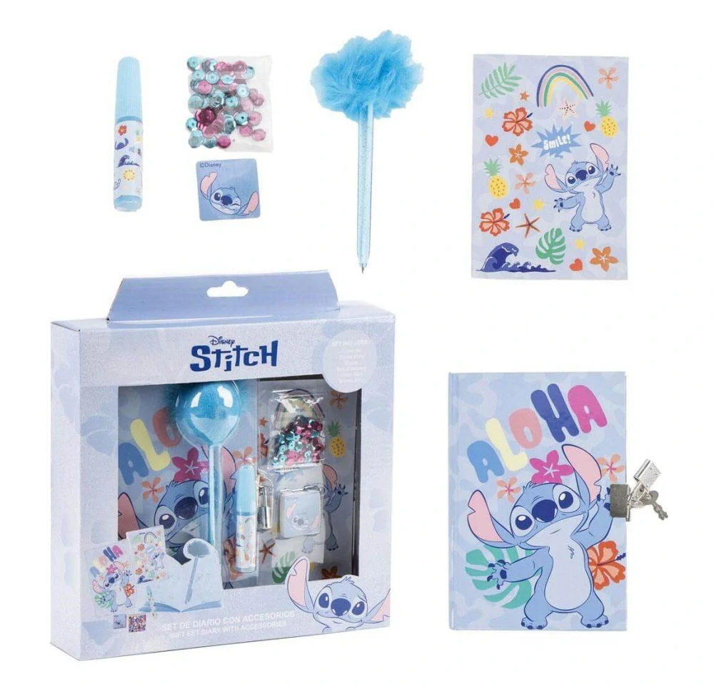 Dárková sada diář s dopňky Stitch