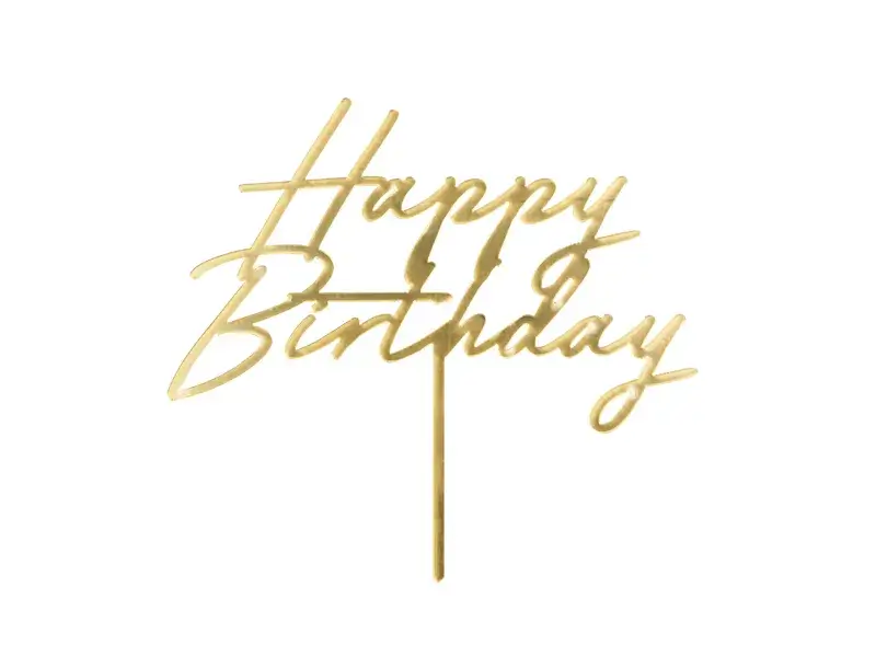 Zápich na dort Happy birthday zlatý