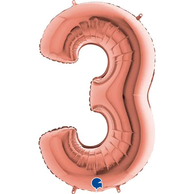 Foliová číslice - rose gold 3 - 102 cm