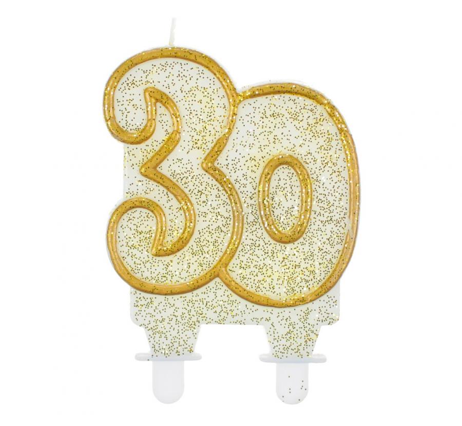 Svíčka narozeninová číslice 30 zlatá