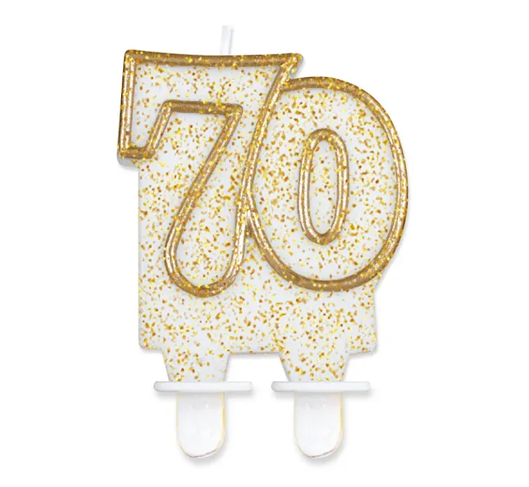 Svíčka narozeninová číslice 70 zlatá