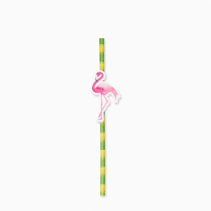 Papírová brčka Plameňák 20 cm - 8 ks
