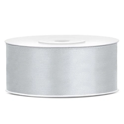 Saténová stuha stříbrná 25 mm x 25 m