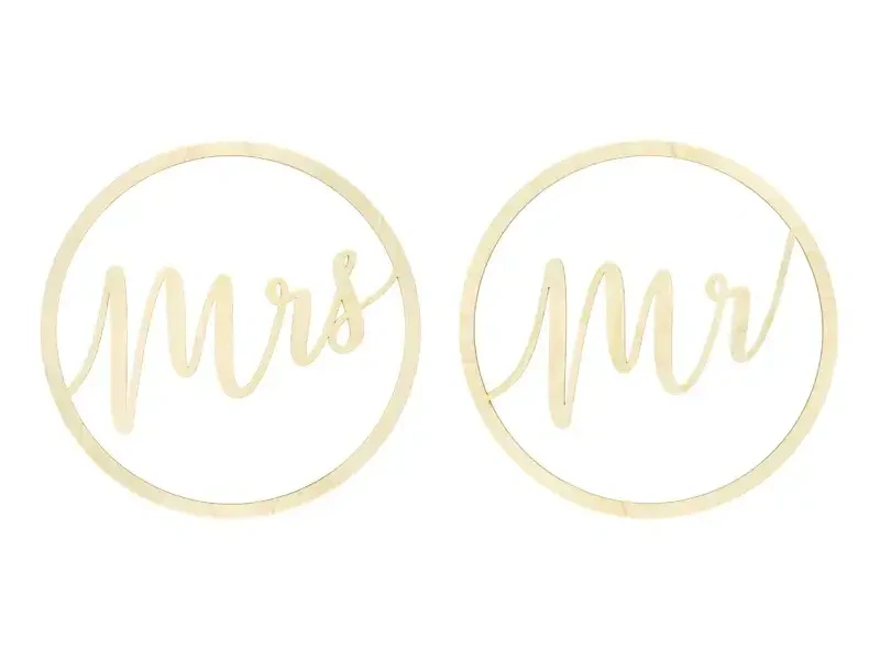 Dekorace závěsná Mr Mrs 38cm 2ks