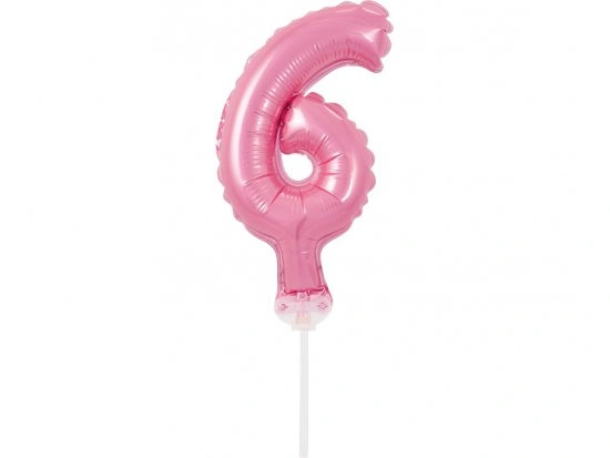 ČÍSLICE NA DORT nafukovací - 6 růžová, 13cm
