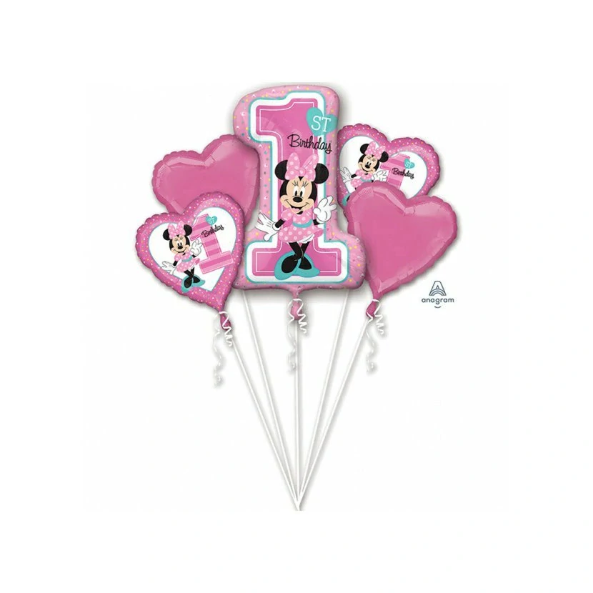 Sada foliových balonků 1st birthday Minnie - 5 ks