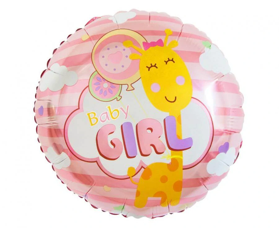 Foliový balonek žirafa Baby girl 45cm
