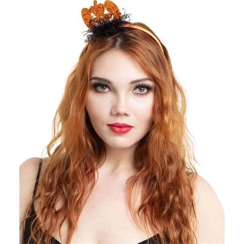 Halloweenská čelenka glitrová dýně