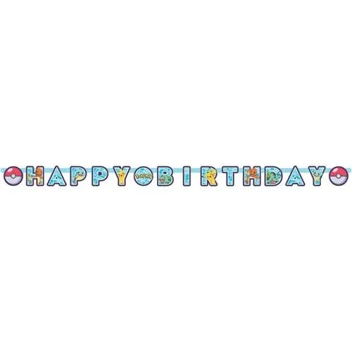 Party nápis Happy Birthday Pokemon 218 cm