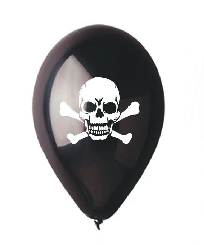 Latexový balonek pirátská lebka - černý 30 cm