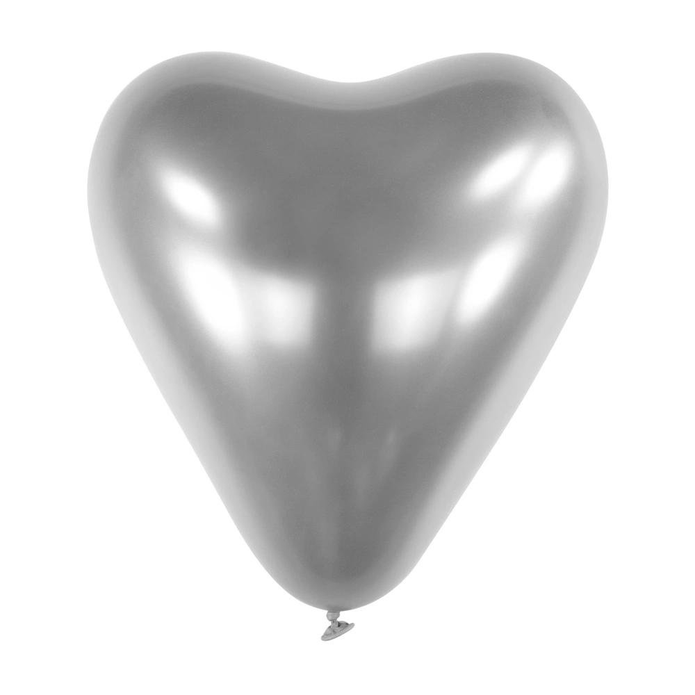 Chromový latexový balonek srdce stříbrné 30 cm