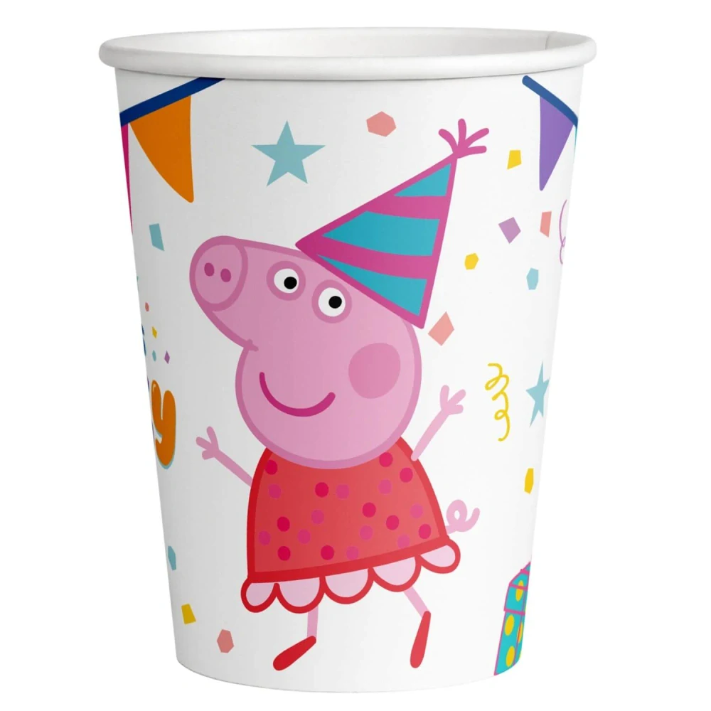 Papírové kelímky prasátko Peppa oslava 8 ks