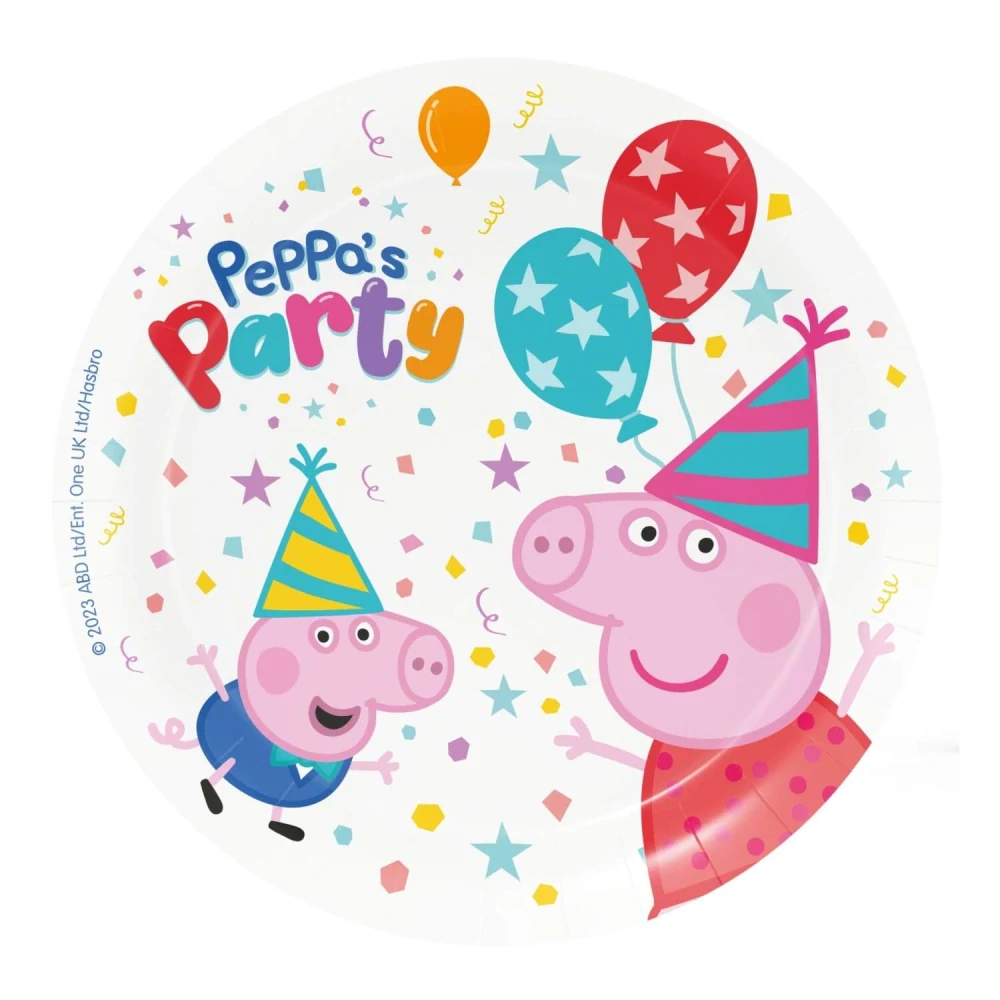 Papírové talířky Prasátko Peppa oslava 18 cm - 8 ks