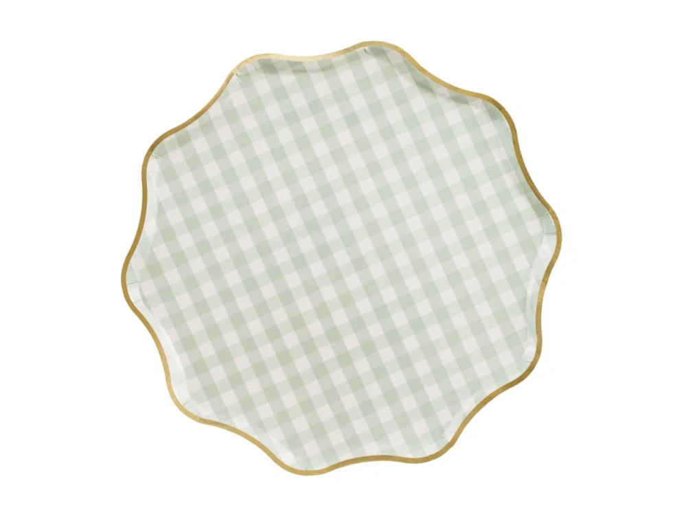 Papírové talíře kostkované zelené 23cm - 6ks