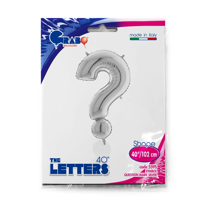 Foliový symbol Otazník ? stříbrný 102 cm