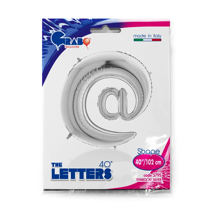 Foliový symbol Zavináč @ stříbrný 102 cm