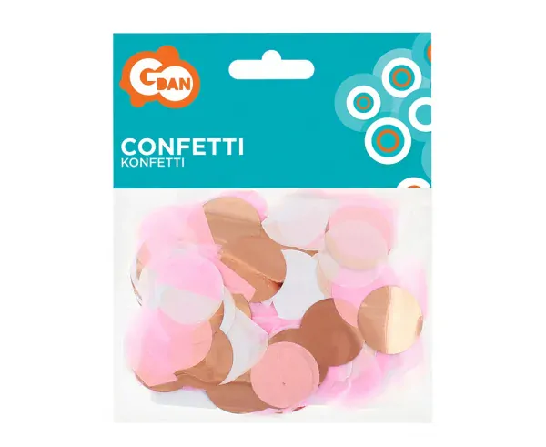 Konfety papírovo-fóliové mix bílá-růžová-rosegold