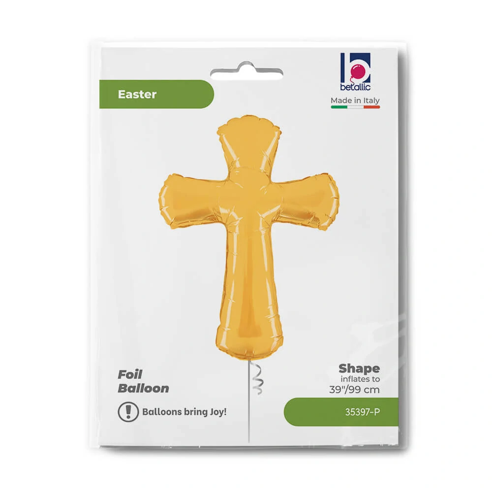 Fóliový balónek Zlatý kríž 99 cm