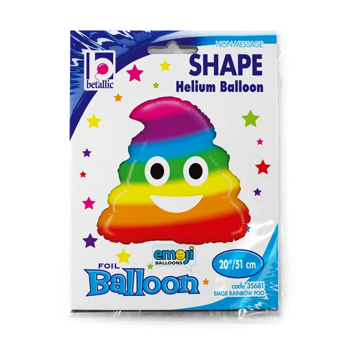 Fóliový balónek Emoji Hovínko Duhové 51 cm