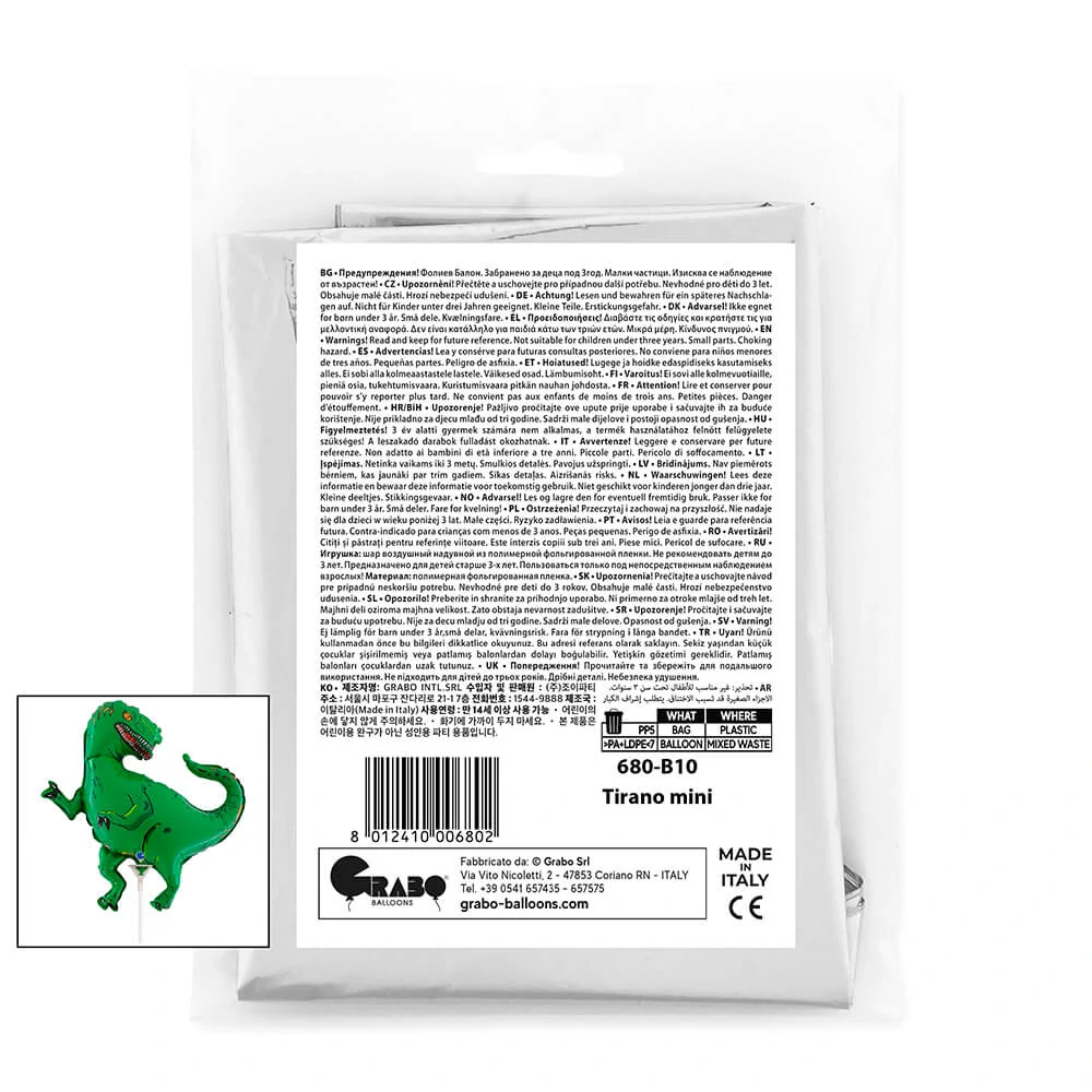 Fóliový balónek MINI dinosaurus T-Rex 35cm