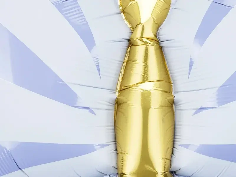 Fóliový balónek pastelový modrý Motýl se zlatým 69 x 69 cm