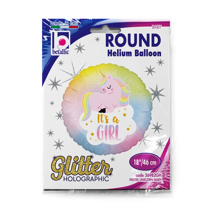 Fóliový balónek Jednorožec "Je to holka!" 46cm