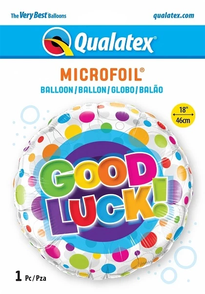 Fóliový balónek Kruh - GOOD LUCK puntíky 45cm