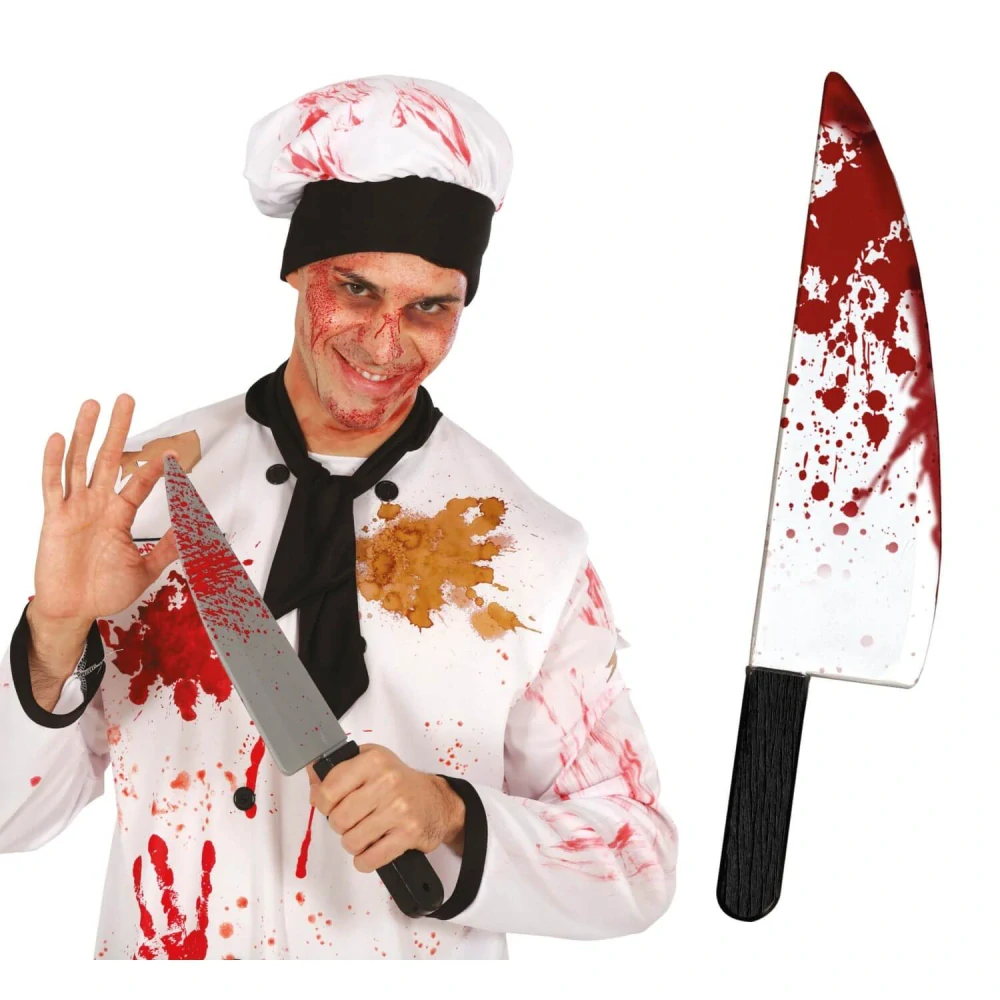 Plastový krvavý kuchařský nůž 42 cm