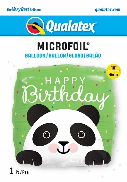 Fóliový balónek čtverec - Panda 46cm