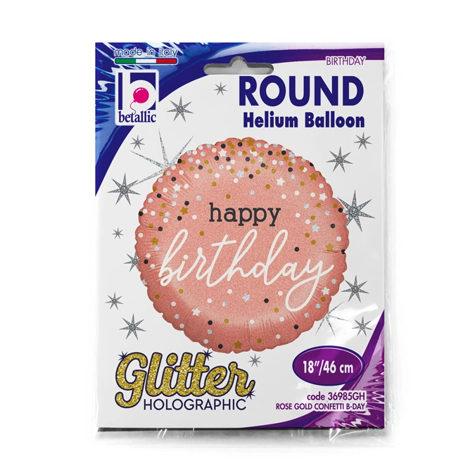 Fóliový balónek HB Rosegold a konfety 45cm
