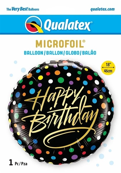 Fóliový balónek HB Černý s puntíky 45cm