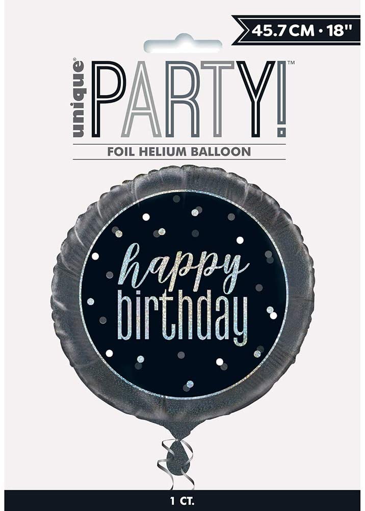 Fóliový balónek Kruh - HB Glitz Černostříbrný 45cm