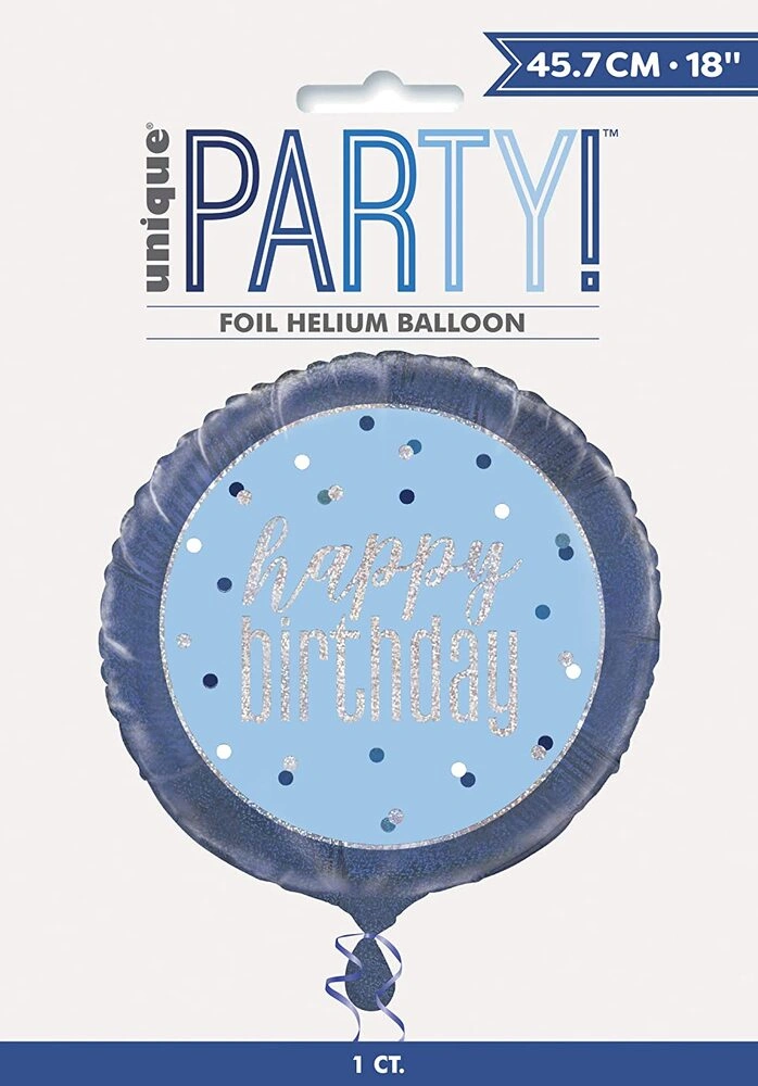 Fóliový balónek Kruh - Glitz HB Modrostříbrný 45cm