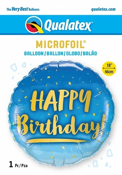 Fóliový balónek Kruh - Modrý se zlatým nápisem HB 45cm