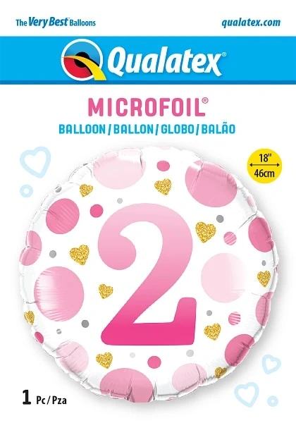Fóliový balónek Kruh - Růžové 2 roky - 45cm