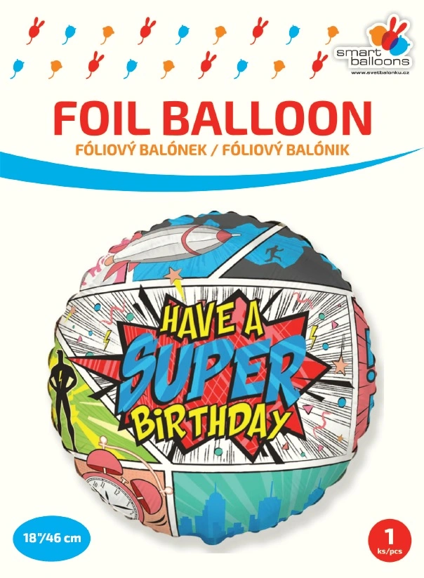 Fóliový balónek Kruh - SUPER Narozeniny 46cm
