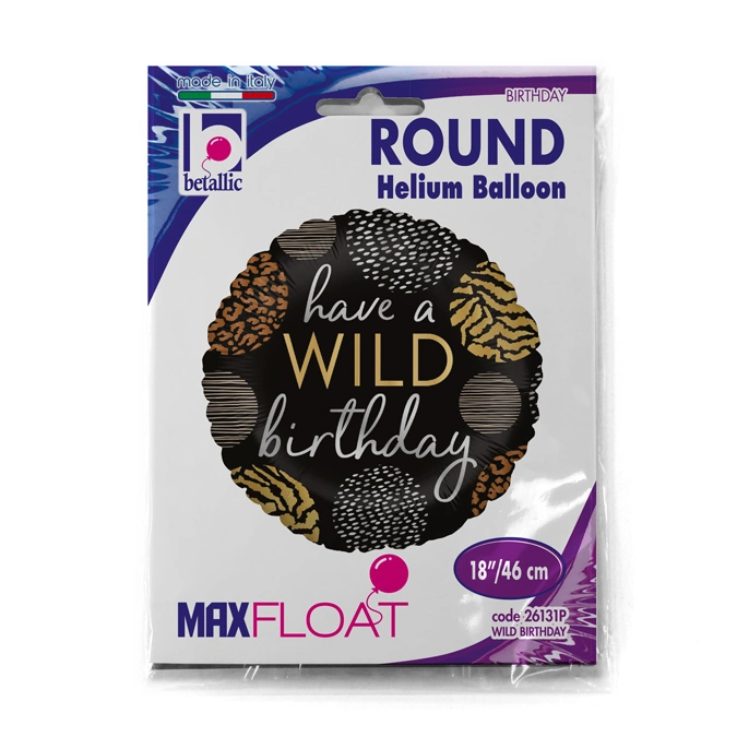 Fóliový balónek Wild Birthday Černý 46cm