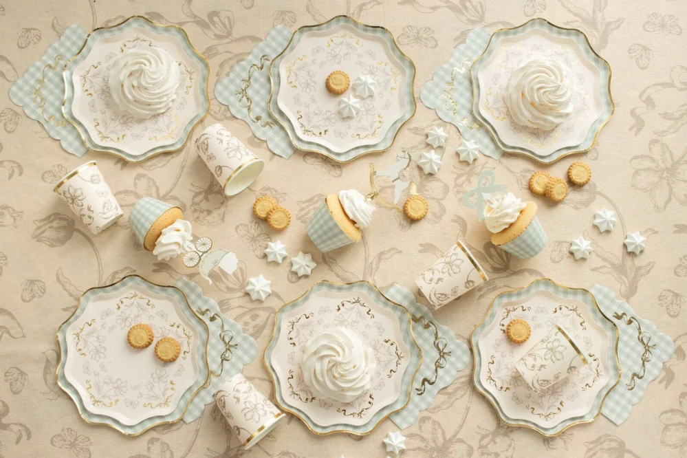 Papírové talíře Vintage květinky 23cm - 6ks