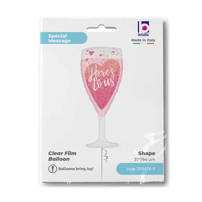 Fóliový balónek Sklenička "Here´s to us" 94cm