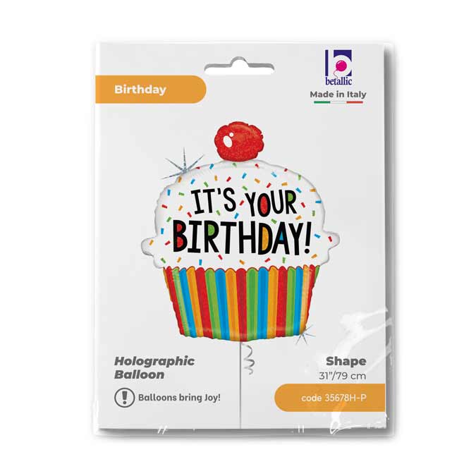 Fóliový balónek Cupcake s třešní Your Bday 79cm