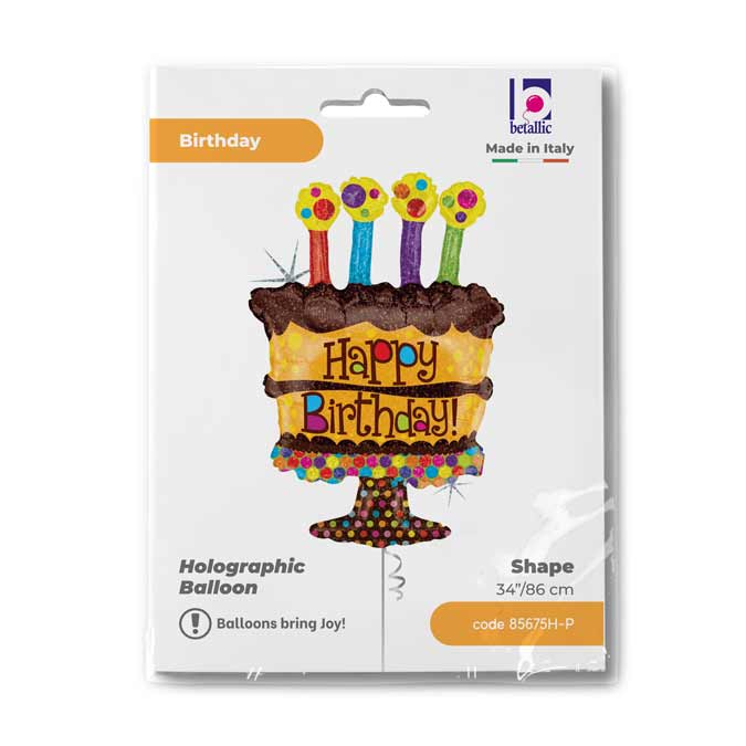 Fóliový balónek Dort čokoládový HB a svíčky 86cm