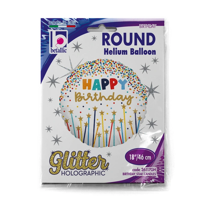Fóliový balónek Hvězdičkové svíčky HB kruh 46cm