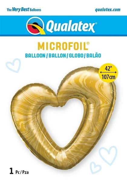 Fóliový balónek Srdce - Zlaté marble 104cm 