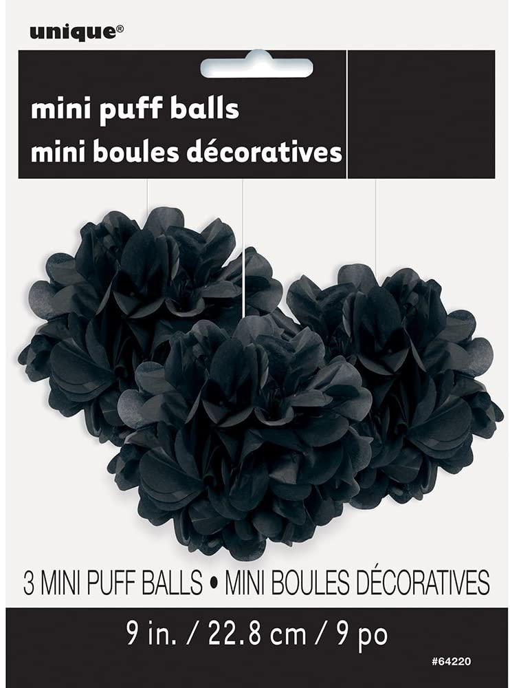 Dekorační závěsné pom pomy černé 3ks, 23cm